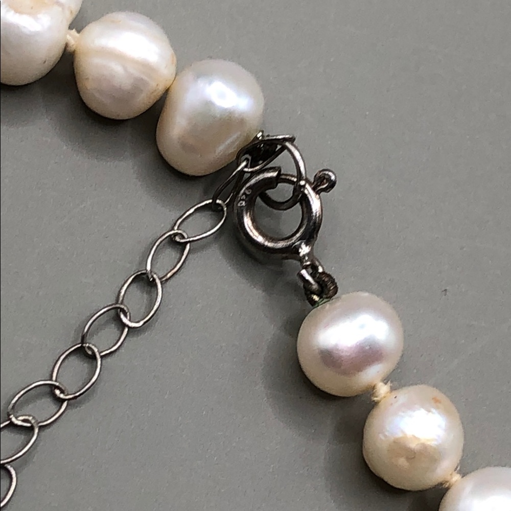 Genuine cultured baroque pearls necklace sterling silver 925 clasp classic style - Picture 4 of 7